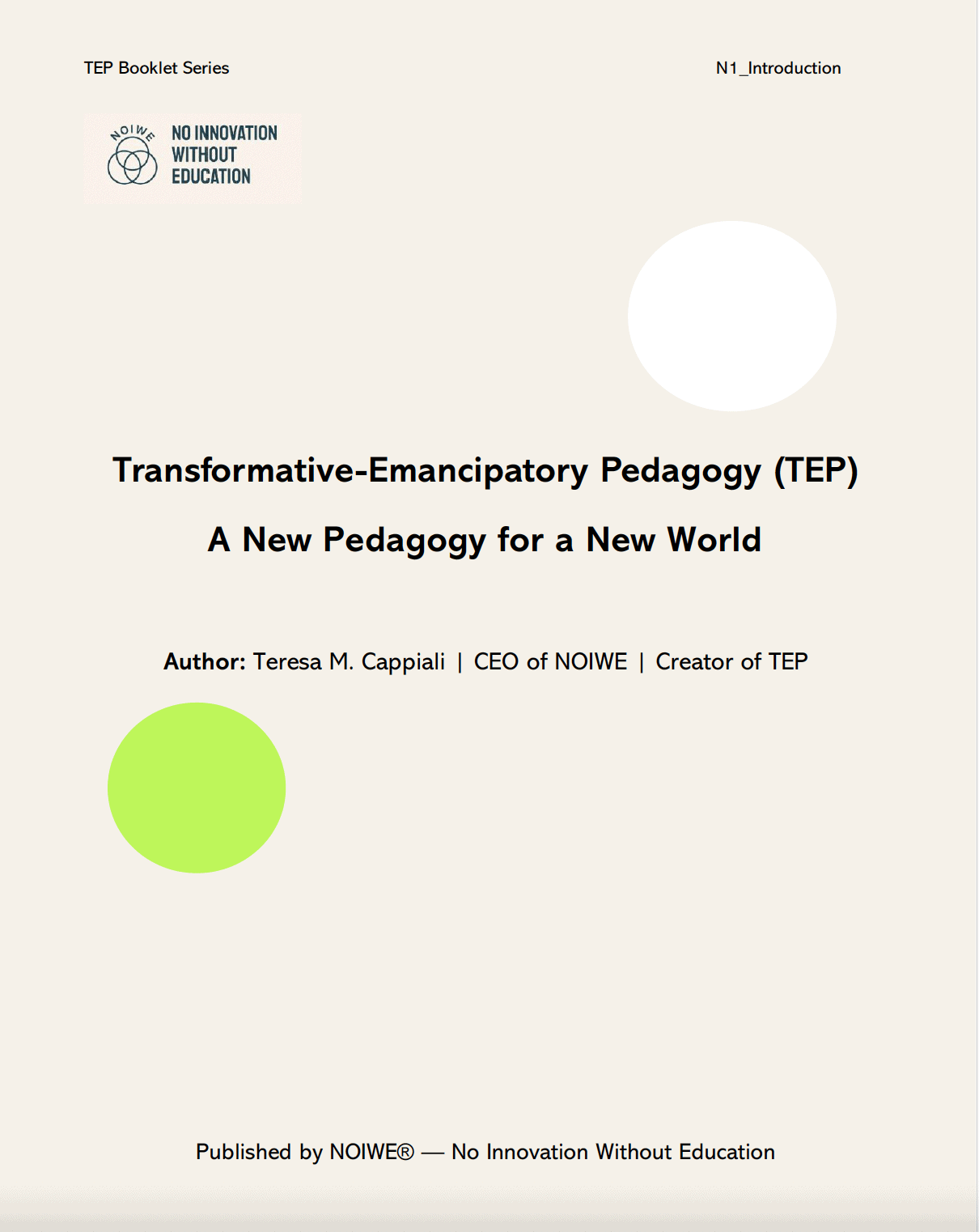 Cover page of the TEP booklet “Transformative-Emancipatory Pedagogy (TEP): A New Pedagogy for a New World.”